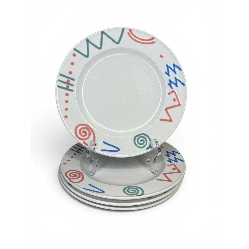Mikasa Studio Craft CAD 94 Acrylics Salad Plate 8 3/8" Memphis Post Modern SET 4
